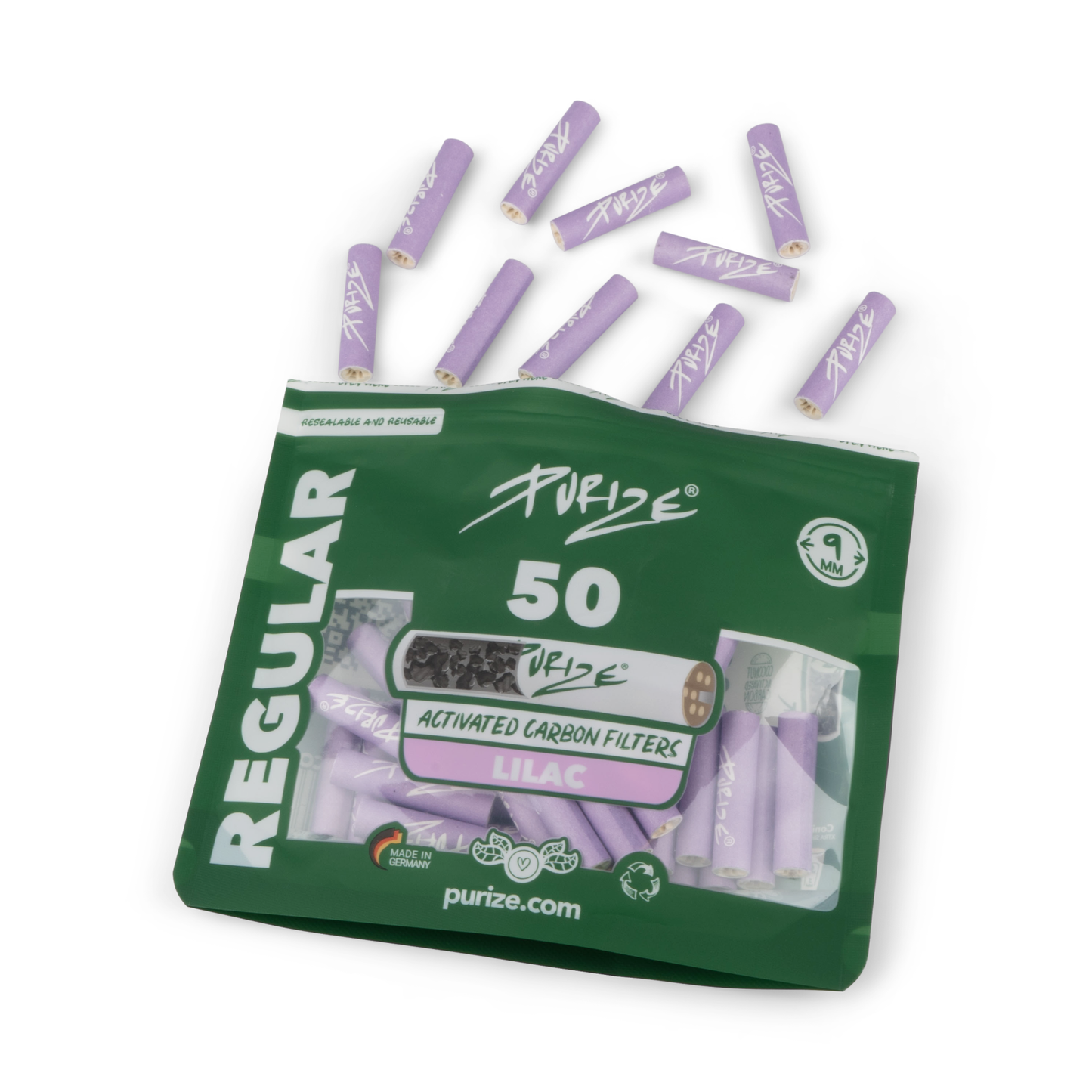 PURIZE® 50 Regular Size Aktivkohlefilter lila