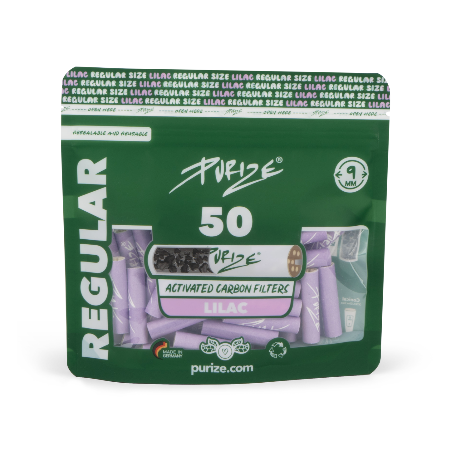 PURIZE® 50 Regular Size Aktivkohlefilter lila