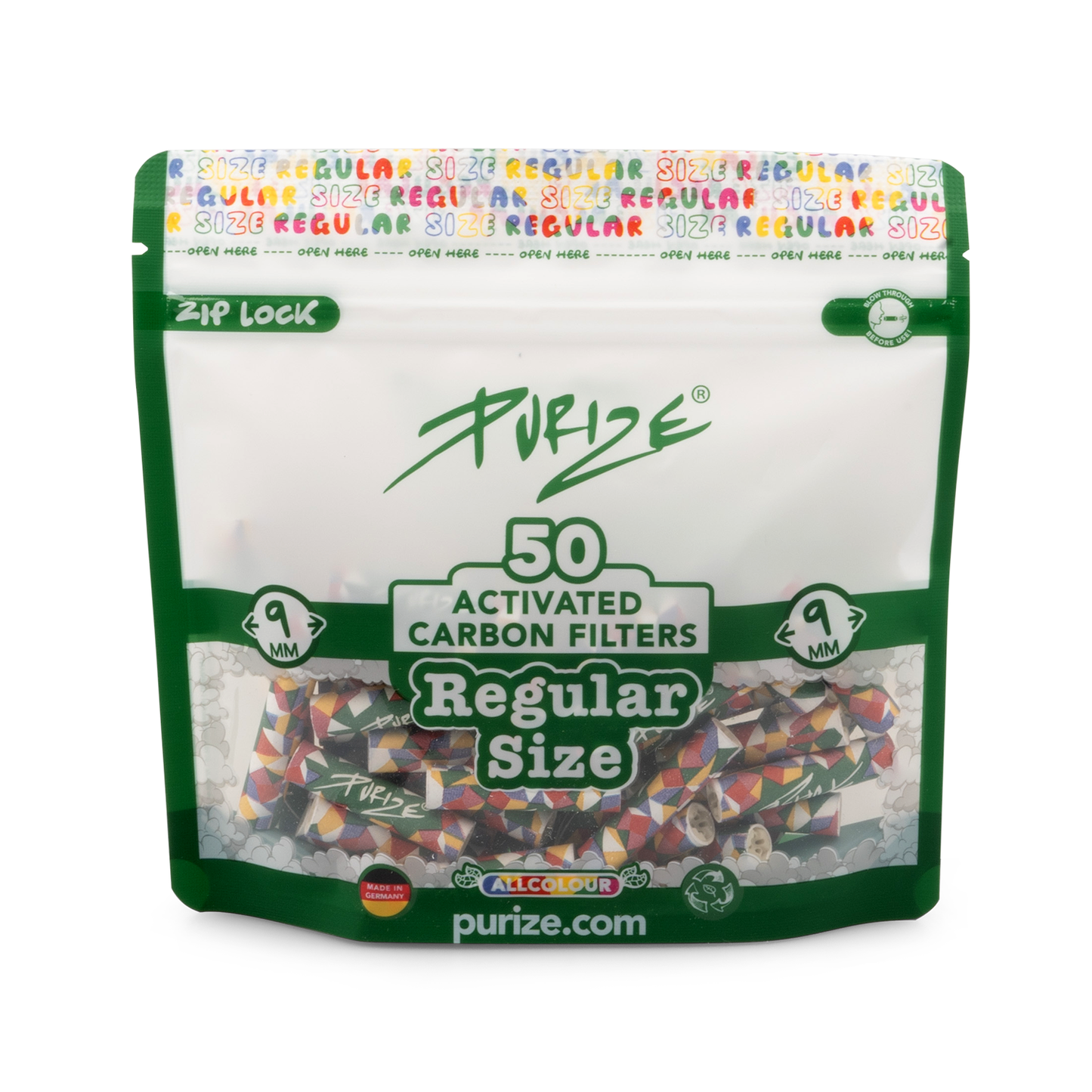 PURIZE® 50 Regular Size Aktivkohlefilter bunt