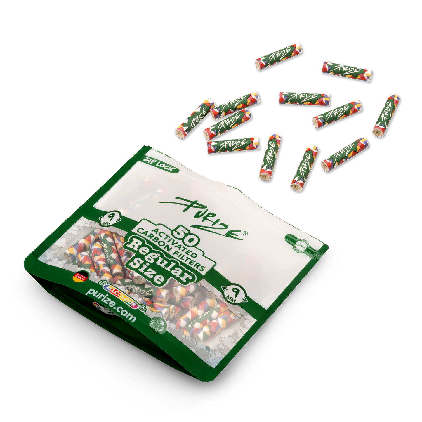 PURIZE® 50 Regular Size Aktivkohlefilter bunt