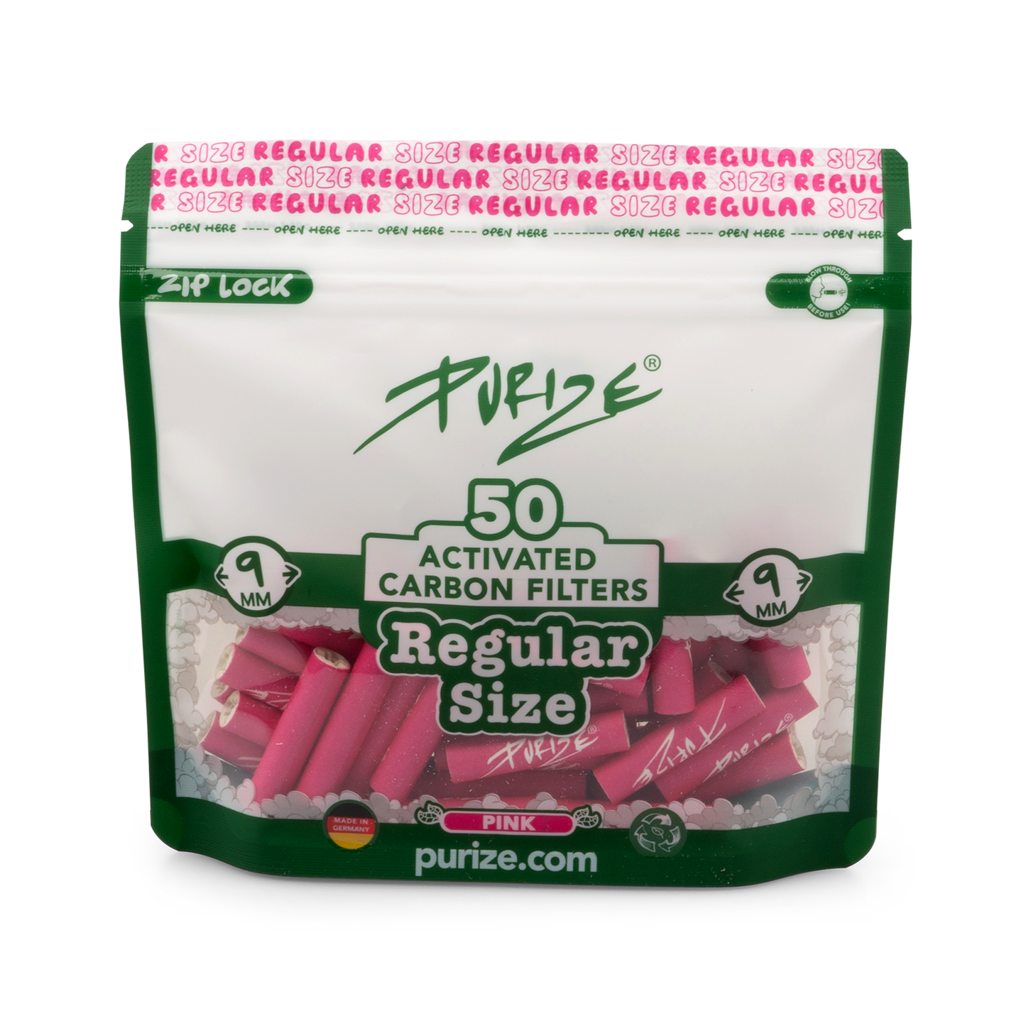 PURIZE® 50 Regular Size Aktivkohlefilter pink