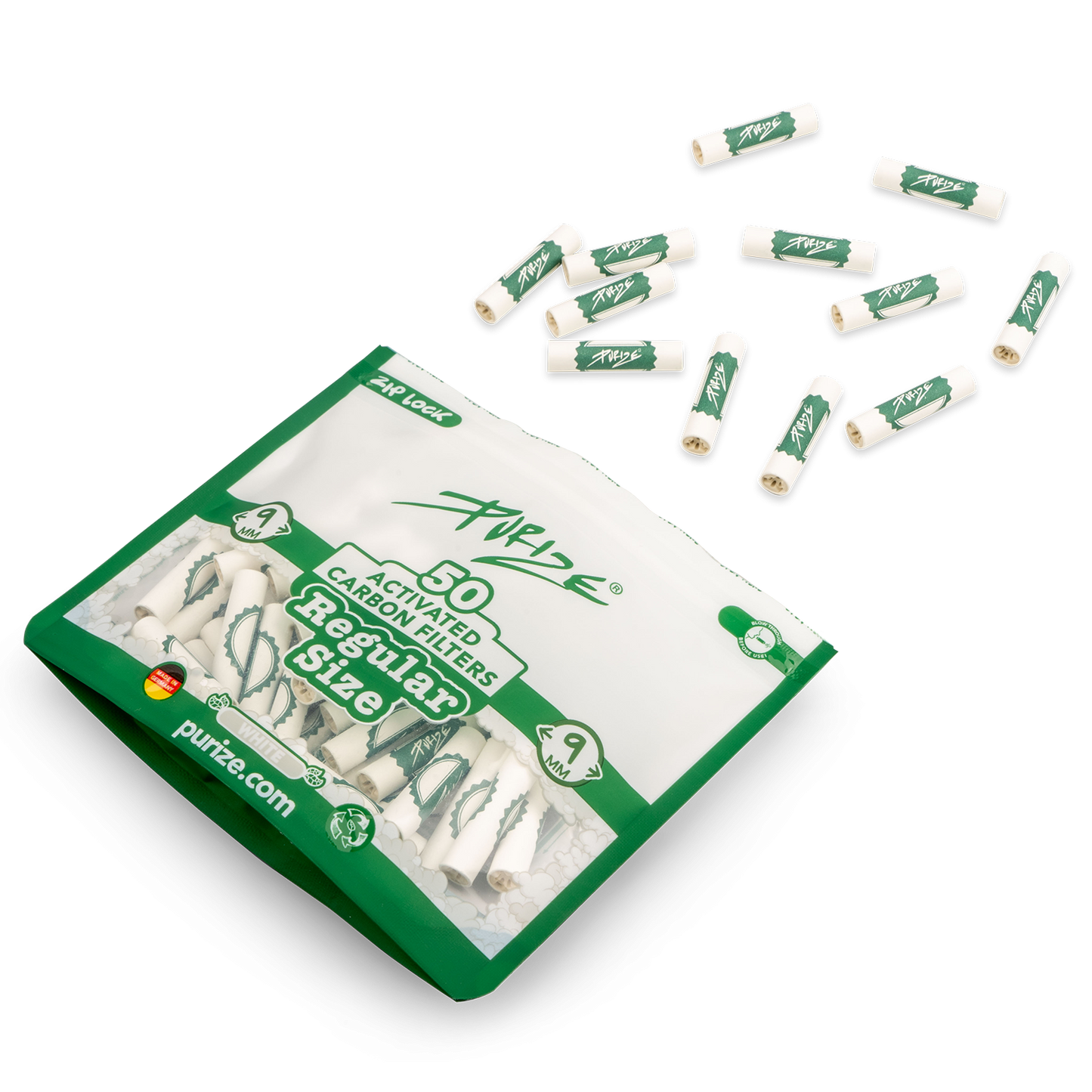 PURIZE® 50 Regular Size Aktivkohlefilter weiß